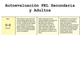 Autoevaluación PEL Secundaria
y Adultos
 