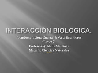 Nombres: Javiera Guerra & Valentina Flores 
Curso: 7* 
Profesor(a): Alicia Martínez 
Materia: Ciencias Naturales 
UST UST !!! 
 
