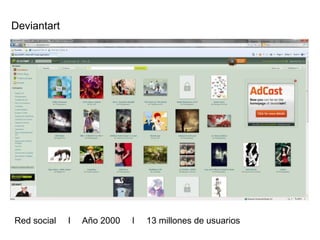 Deviantart
Red social l Año 2000 l 13 millones de usuarios
 
