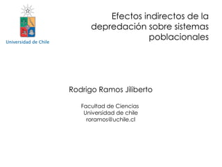 Efectos indirectos de la
      depredación sobre sistemas
                    poblacionales




Rodrigo Ramos Jiliberto

   Facultad de Ciencias
    Universidad de chile
     roramos@uchile.cl
 