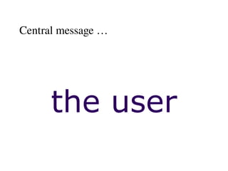 Central message …
the user
 