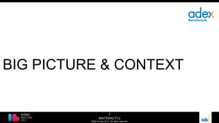 7
#INTERACT13
©IAB Europe 2013. All rights reserved.
BIG PICTURE & CONTEXT
 