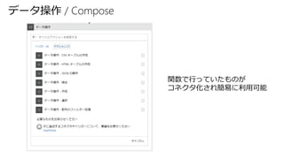 データ操作 / Compose
関数で行っていたものが
コネクタ化され簡易に利用可能
 