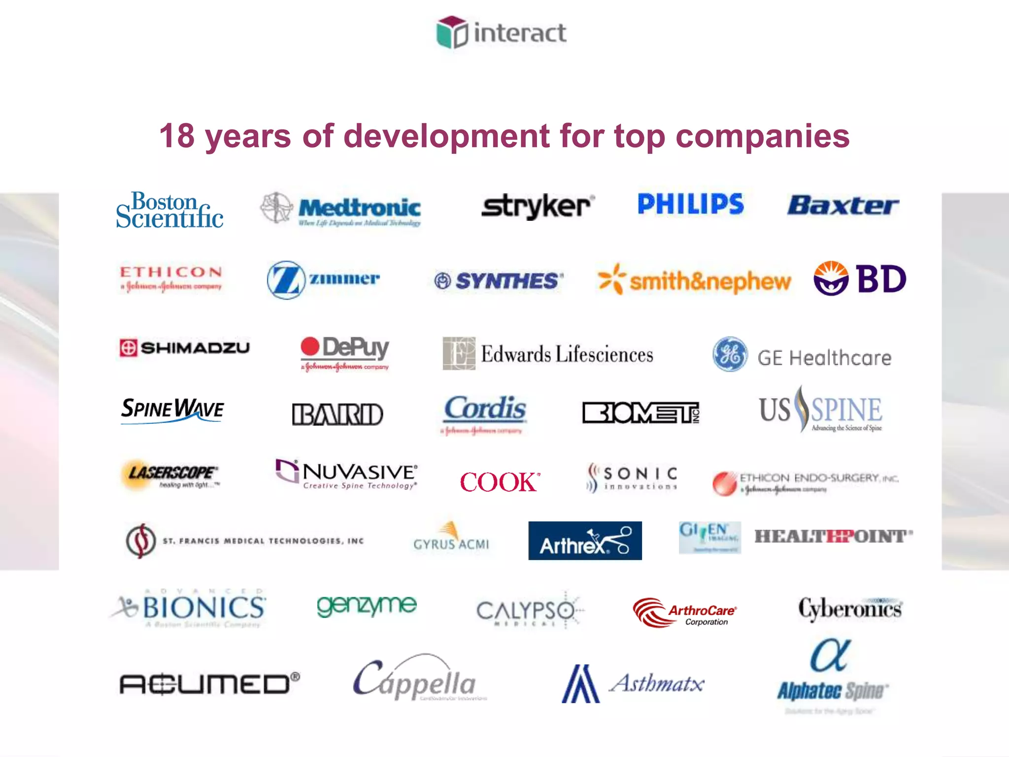 18 years of development for top companies
 