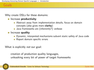 Interacting Domain Specific Languages