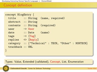 Interacting Domain Specific Languages