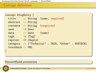 Interacting Domain Specific Languages