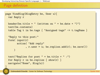 Interacting Domain Specific Languages