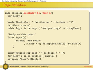 Interacting Domain Specific Languages
