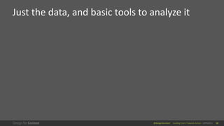 @design4context Guiding Users Towards Action UXPA2021 13
Just the data, and basic tools to analyze it
13
 