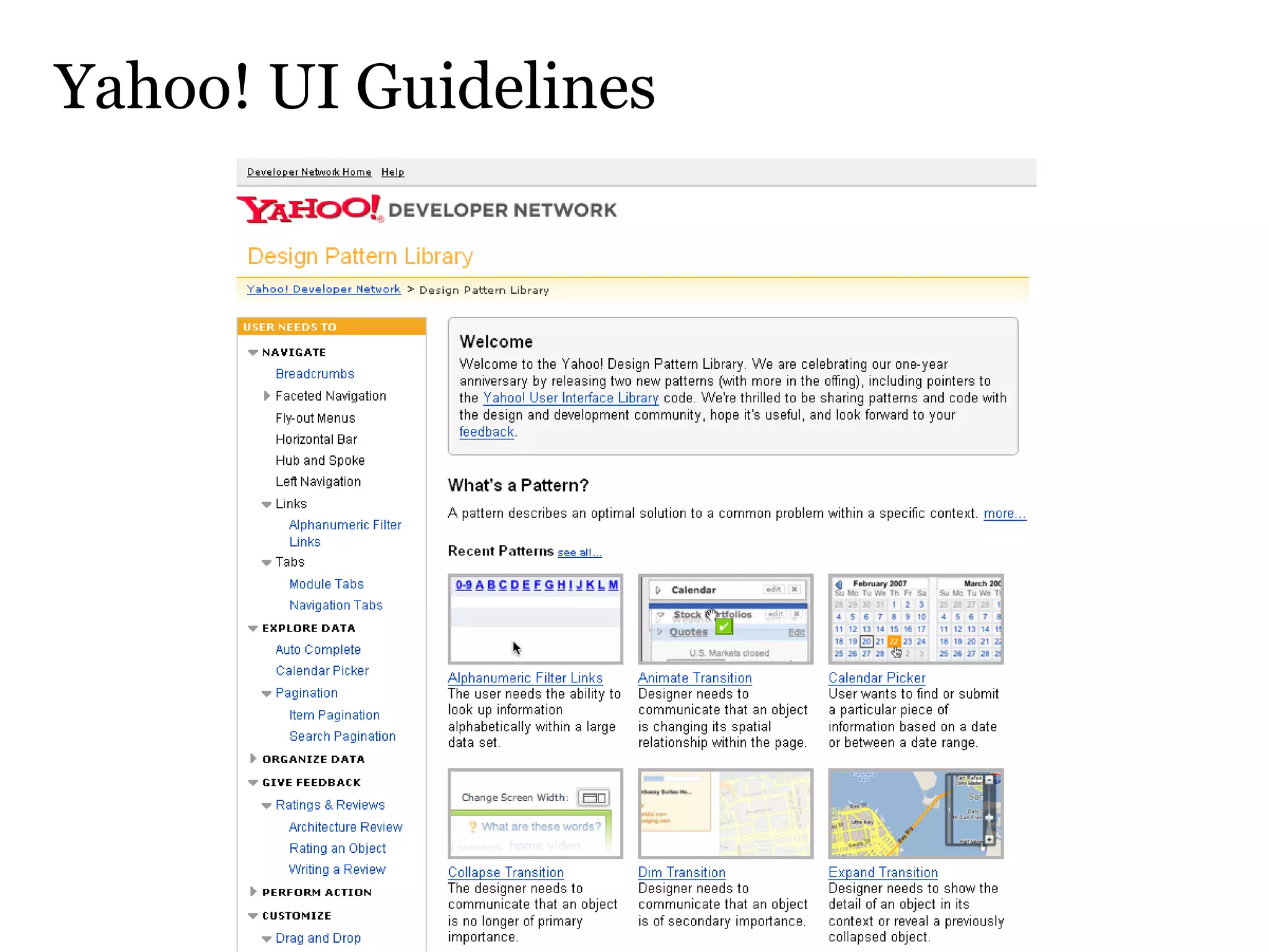 Yahoo! UI Guidelines 