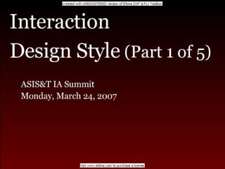 Interaction Design & Style Part-1