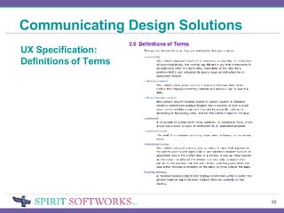 Communicating Design Solutions UX Specification: Definitions of Terms 