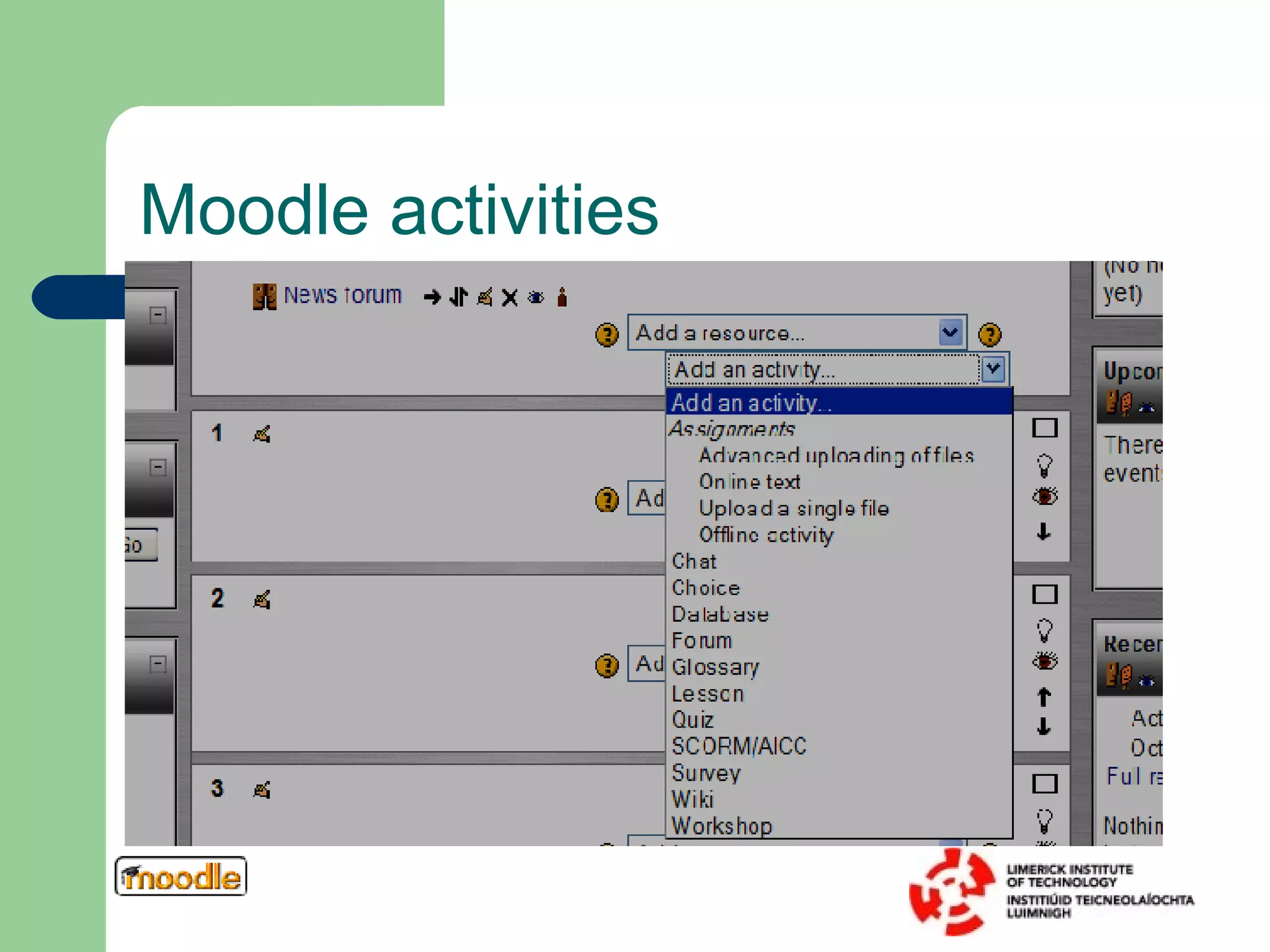 Moodle activities 