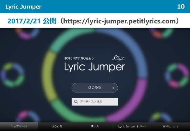 Lyric Jumper アーティストごとの歌詞トピックの傾向に基づき様々な歌詞に出会える歌詞探索サービス