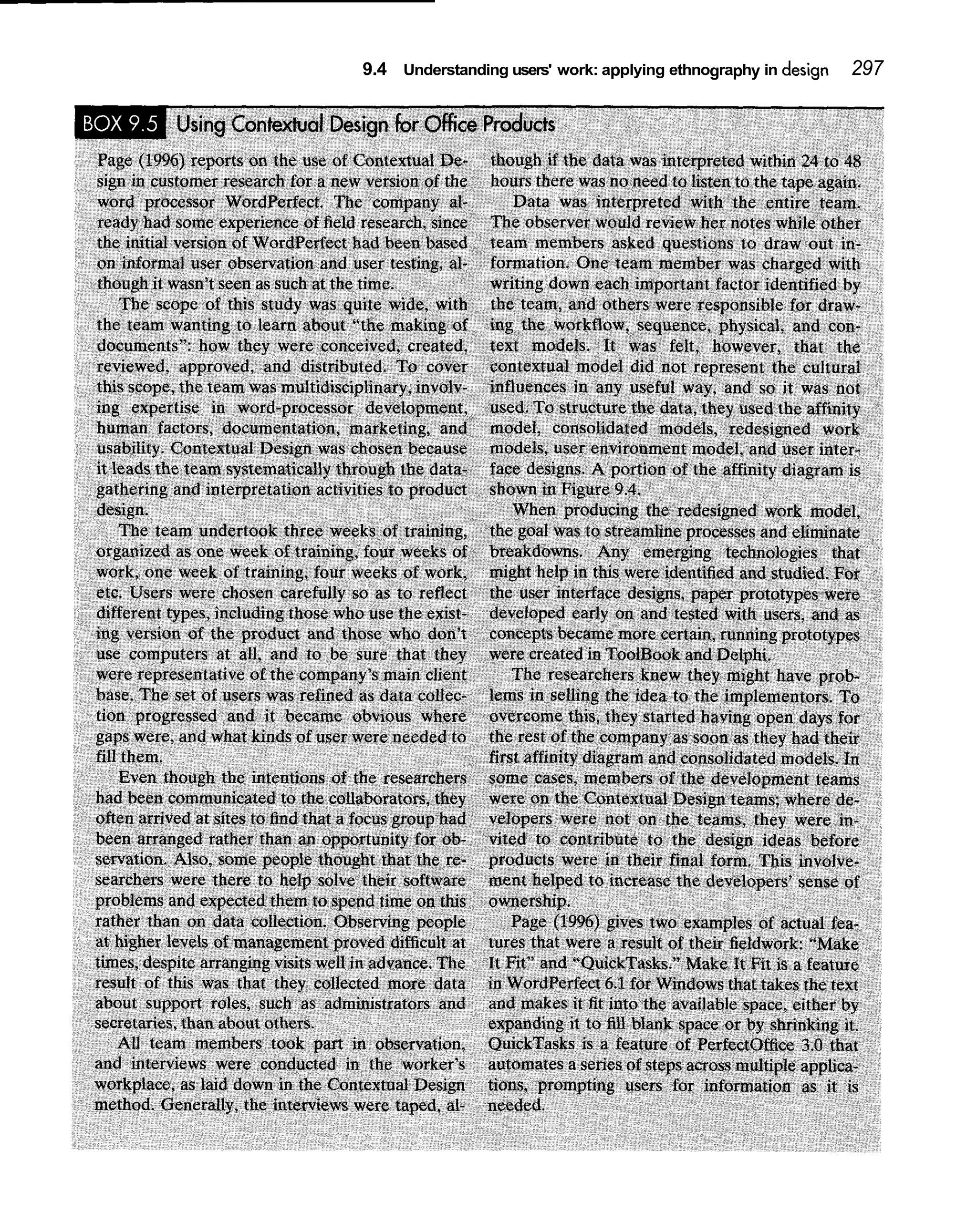 9.4 Understanding users' work: applying ethnography in design   297
 