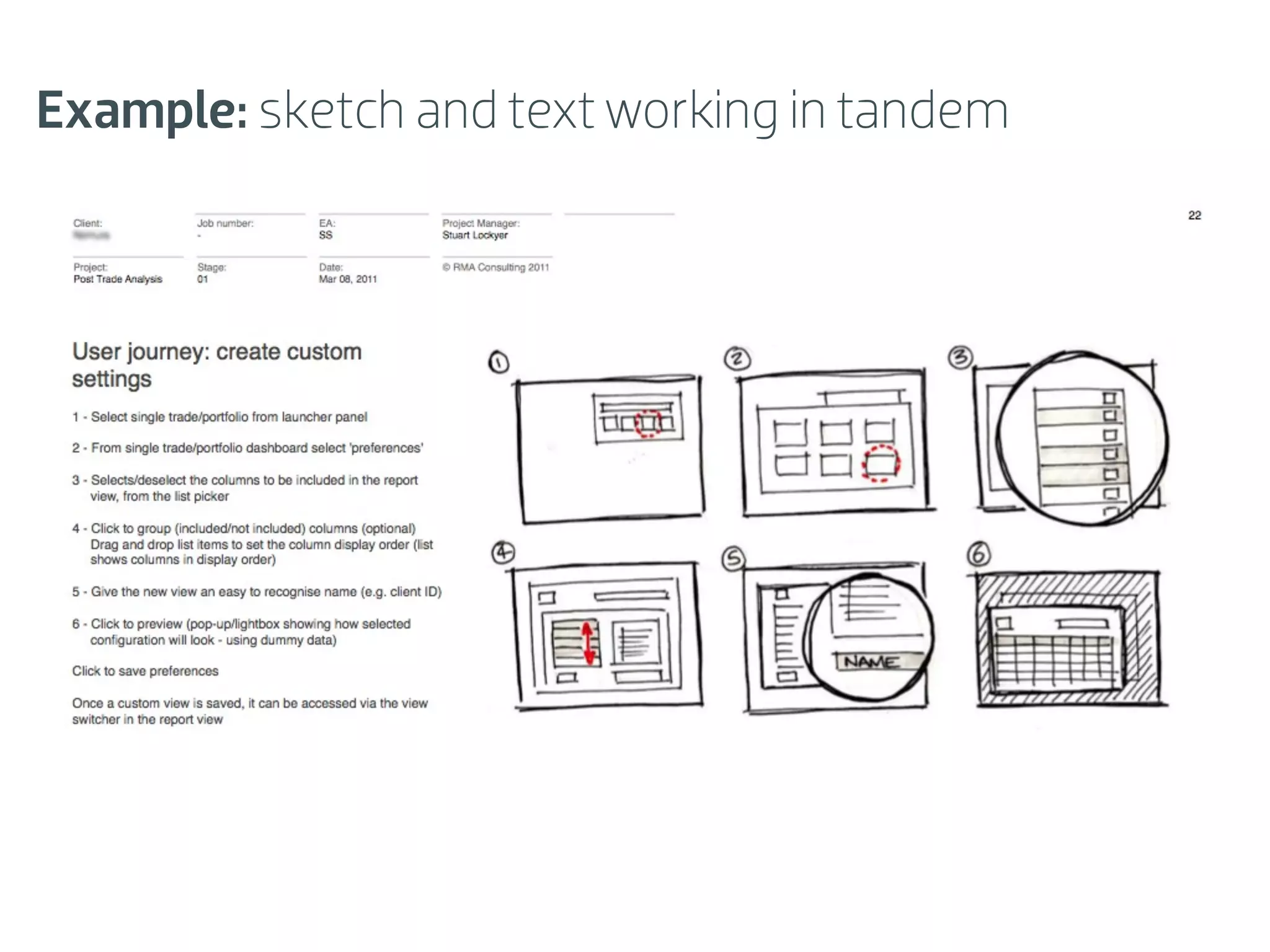 Example: sketch and text working in tandem
 