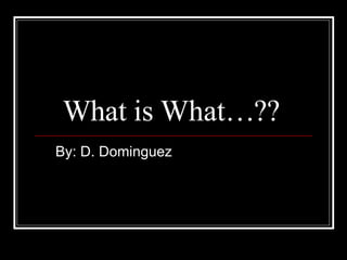 What is What…??  By: D. Dominguez 