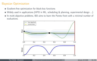 Bayesian Optimization
Gradient-free optimization for black-box functions
Widely used in applications (HPO in ML, schedulin...