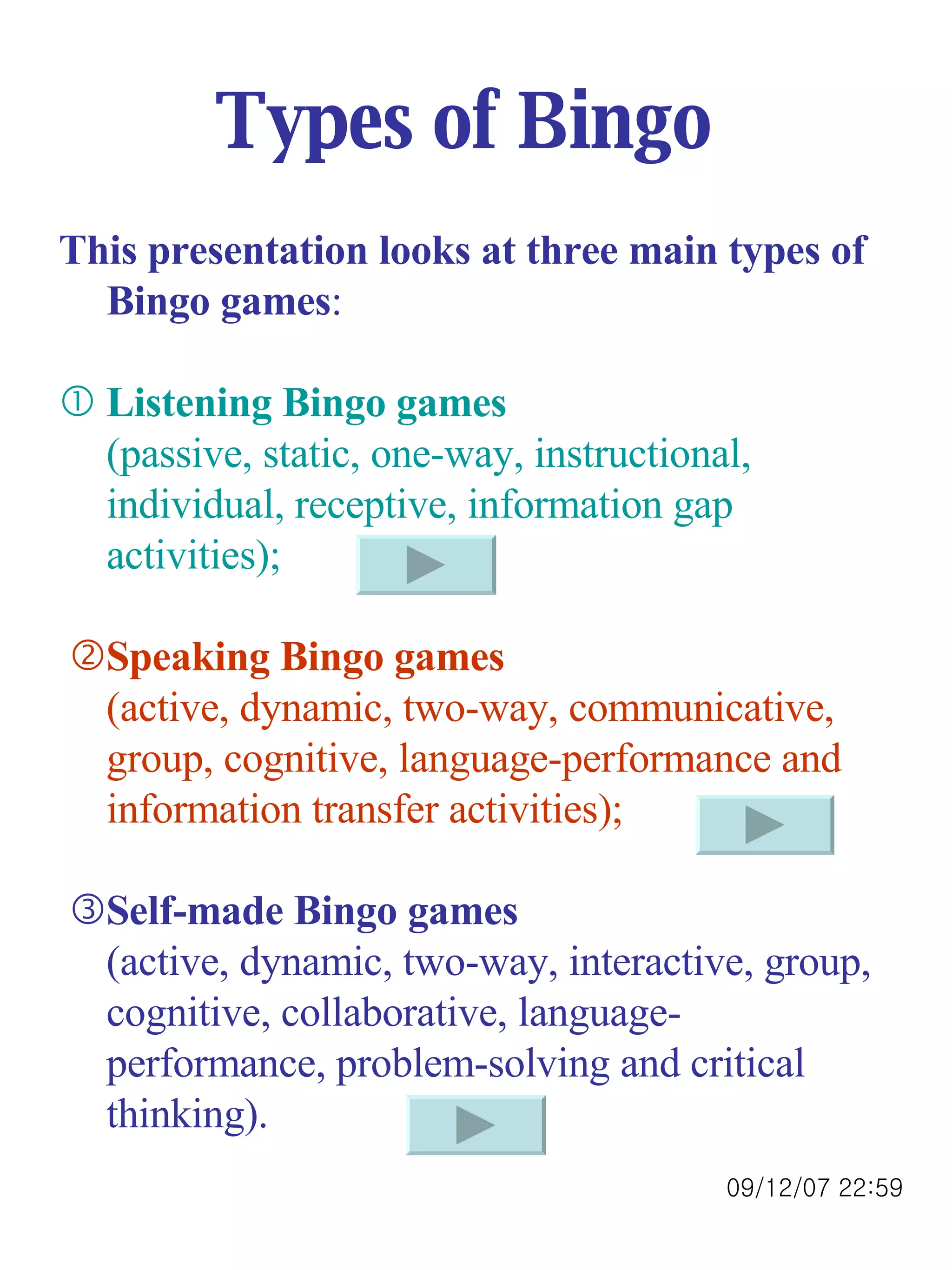 Bingo Game Types Example Interactive Bingo | PPT