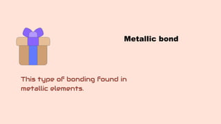 This type of bonding found in
metallic elements.
Metallic bond
 