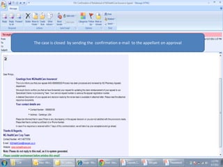 The case is closed  by sending the  confirmation e-mail  to the appellant on approval