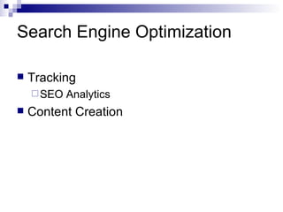 Search Engine Optimization  Tracking SEO Analytics Content Creation 