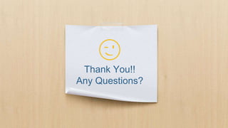 😉
Thank You!!
Any Questions?
 