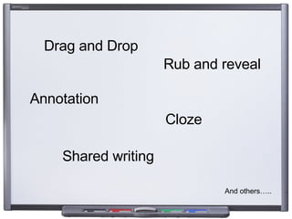 Drag and Drop Cloze Rub and reveal Shared writing Annotation And others….. 
