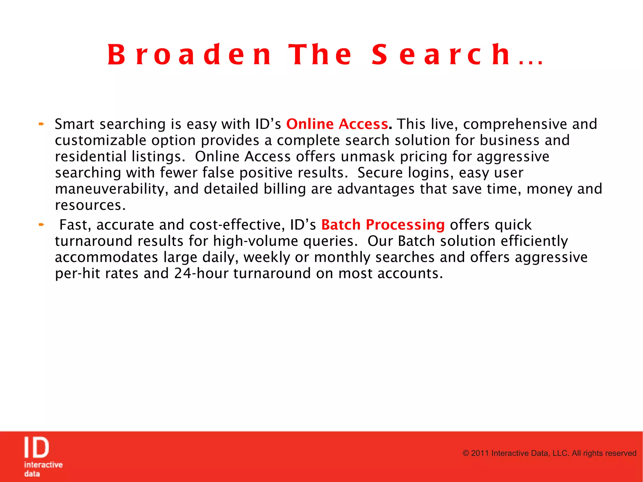 Interactive data llc products ppt