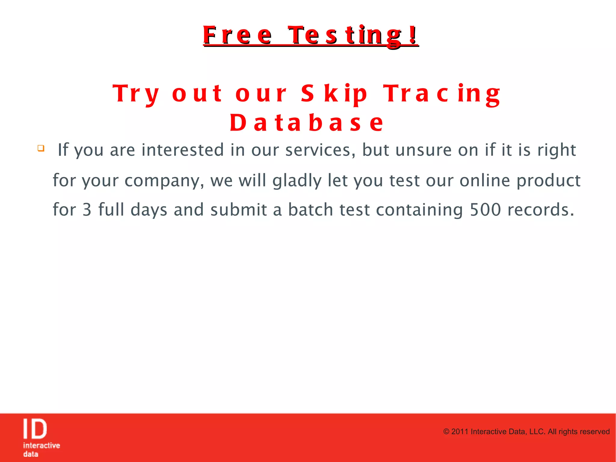 Interactive data llc products ppt