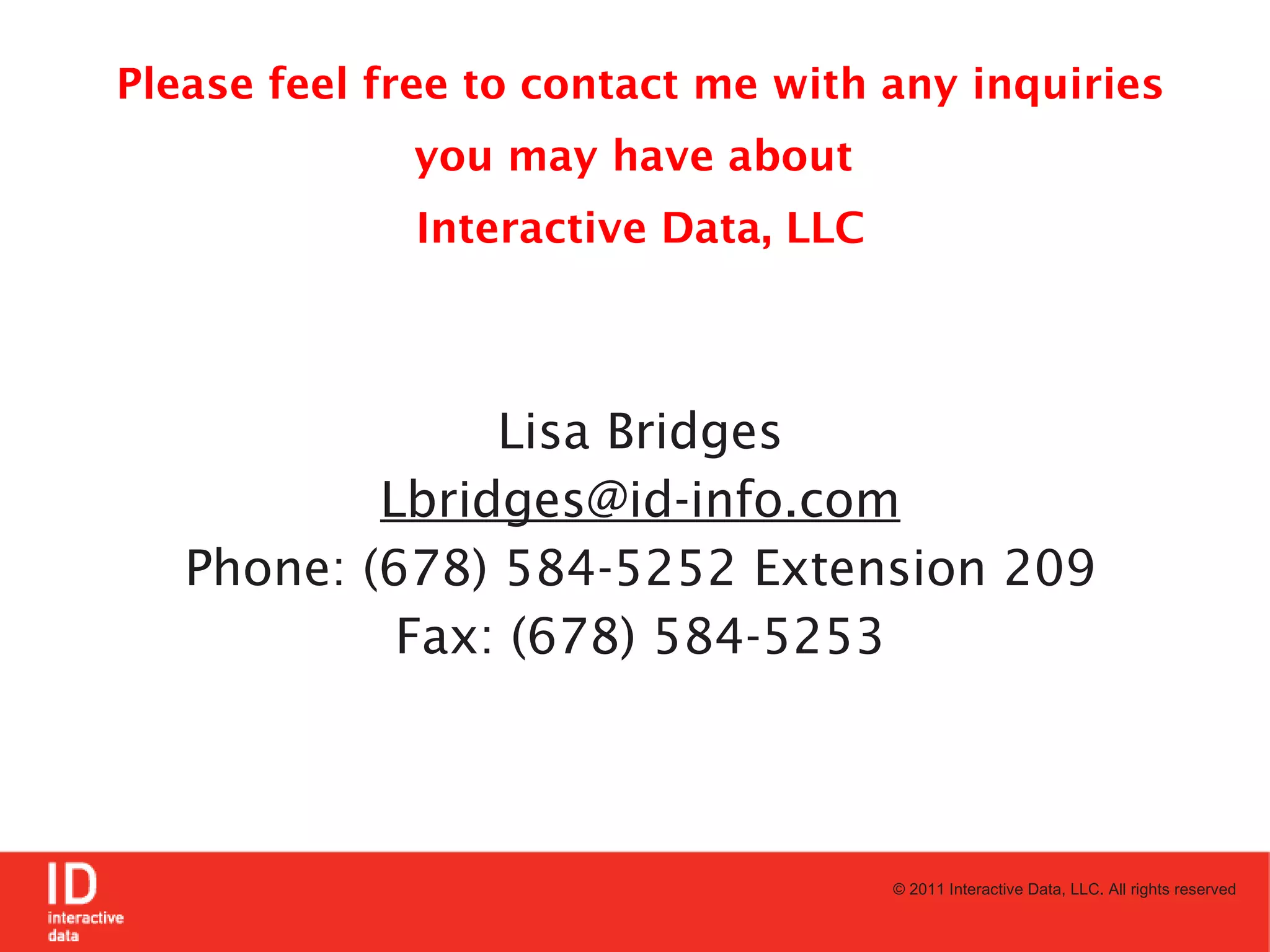 Interactive data llc products ppt