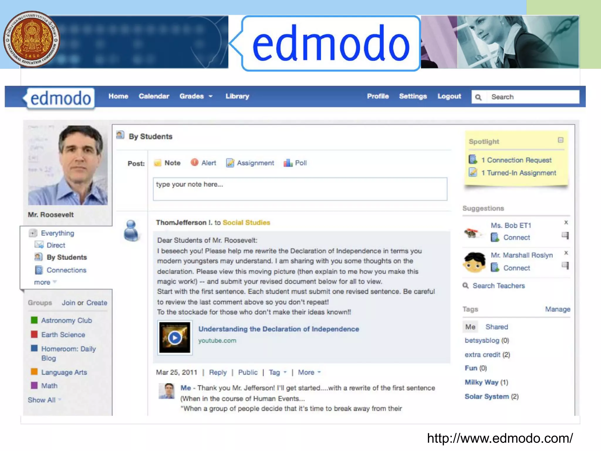 Edmodo
http://www.edmodo.com/
 