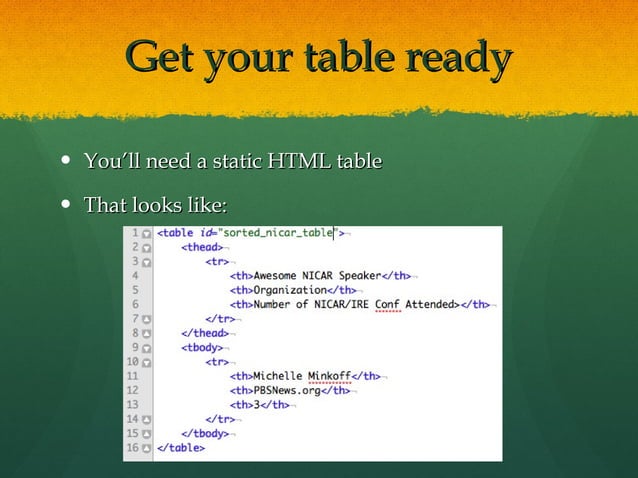 Making HTML Tables Interactive | PPT