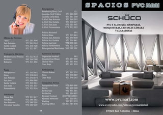 64
Oficina de Turismo
Ibiza 971 301 900
San Antonio 971 343 363
Santa Eulalia 971 330 728
Formentera 971 322 057
Emergencias
Bomberos/Prot. Civil 112
Guardia Civil Tráfico 971 302 505
Guardia Civil Ibiza 971 301 100
G. Civil San Antonio 971 340 502
G. Civil Sta. Eulalia 971 330 227
G. Civil San Juan 971 333 005
G. Civil Formentera 971 332 022
Policia Nacional 091
Policia Ibiza 971 315 861
Policia San Antonio 971 340 830
Policia Sta. Eulalia 971 330 841
Policia San José 971 800 261
Policia Formentera 971 322 234
Emergencias Maritimas 900 202 202
Asistencia Sanitaria
Urgencias Insalud 061
Hospital Can Mises 971 397 000
Clinica Vilas 971 301 916
Cruz Roja 971 191 210
Ambulancias
Clinica Balear 971 392 232
Ibiza 971 398 887
Cruz Roja 971 390 303
Transporte Maritimo
Mediterranea Pitiusa 971 322 433
Acciona 902 160 180
Balearia 971 314 486
Taxis
Aeropuerto 971 395 481
Ibiza 971 398 483
San Antonio 971 340 074
San Jose 971 800 080
Santa Eulalia 971 330 063
San Juan 971 333 333
Formentera 971 322 016
Compañias Aereas
Aeropuerto Ibiza 971 809 000
Iberia 902 400 500
Air Europa 902 401 501
Air Berlin 901 116 402
Ryanair Contact +448712460011
Ryanair Atención 807 110 162
Vueling 902 333 933
Vueling Office +34.933 787 878
Autobuses
Disco Bus 971 313 447
Vila Bus 971 340 382
San Antonio 971 340 510
Voramar Gaucho 971 340 510
www.pvcmari.com
07820 San Antonio - Ibiza
PVC Y ALUMINIO, MAMPARAS,
MOSQUITERAS, CRISTALES CÁMARA
Y CLARABOYAS
www.everysides.com/videos/pvcmari.html
 