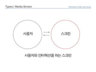 Types / Media ScreenInteractive media case study스크린사용자사용자와 인터랙션을 하는 스크린
