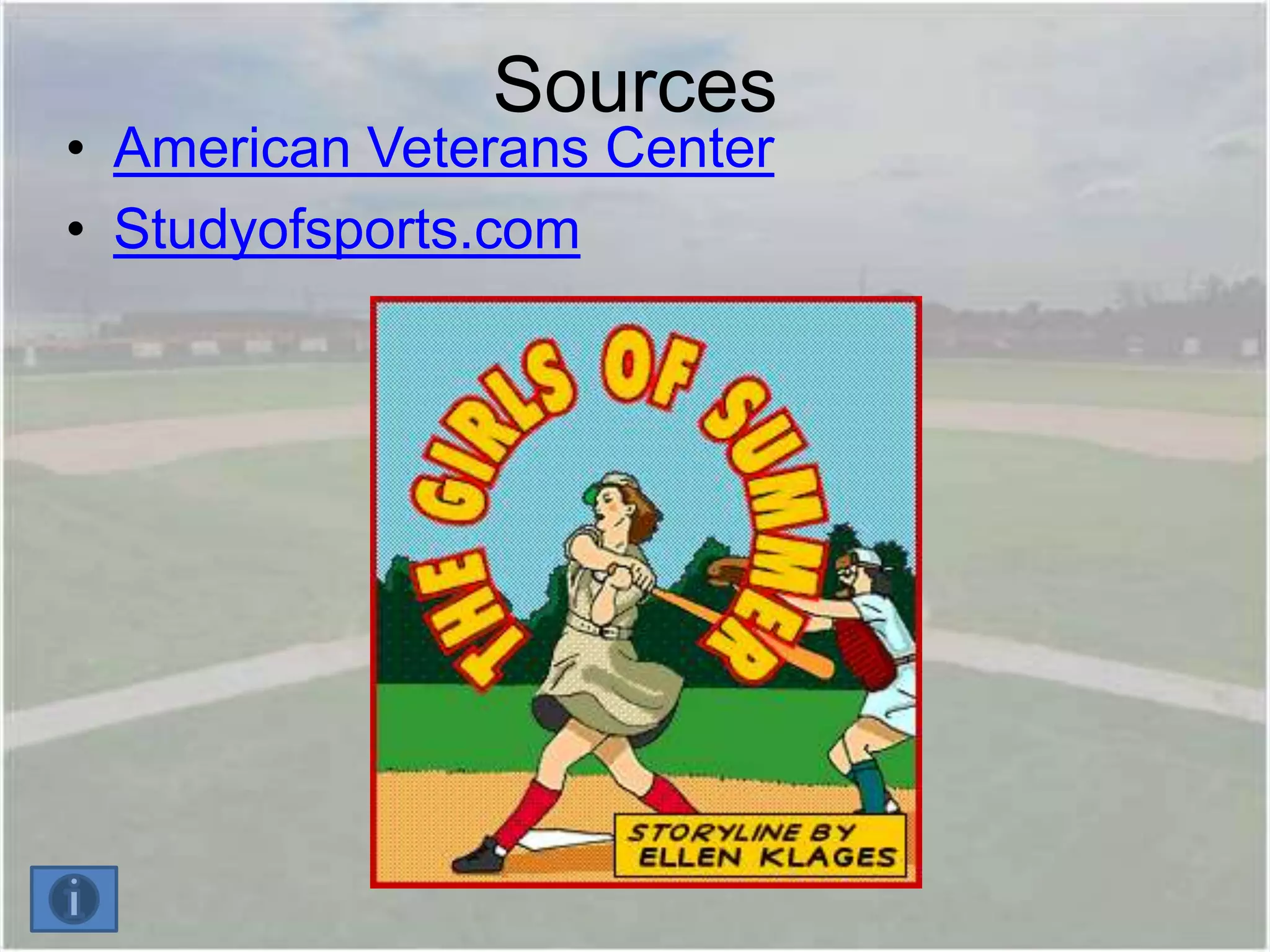 Sources
• American Veterans Center
• Studyofsports.com
 