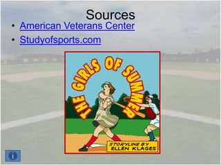 Sources
• American Veterans Center
• Studyofsports.com
 