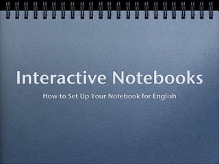 Interactive Notebooks
   How to Set Up Your Notebook for English
 