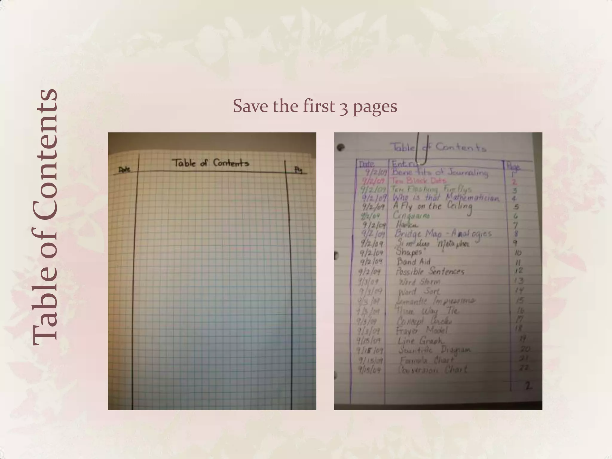 TableofContents
Save the first 3 pages