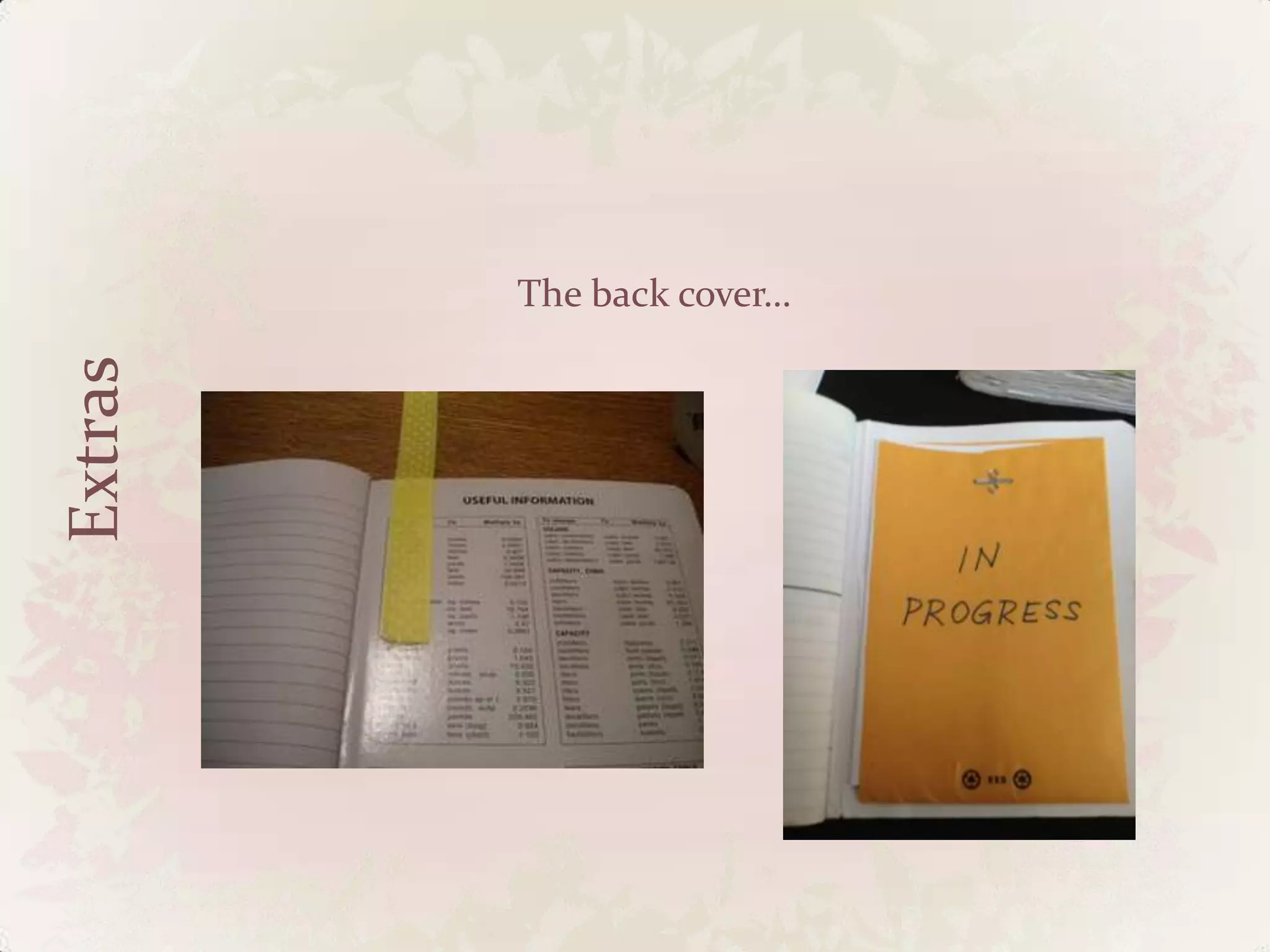 Extras
The back cover…