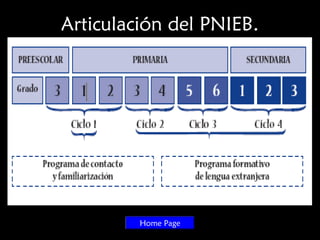 Articulación del PNIEB.
Home Page
 