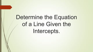 Graphs of Linear Equations in Two Variables