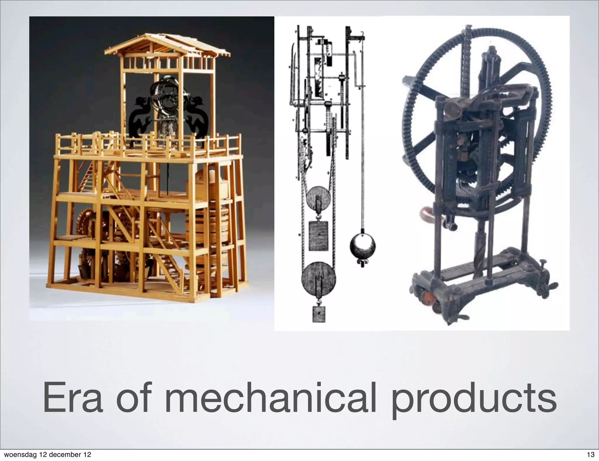 Era of mechanical products
woensdag 12 december 12               13
 