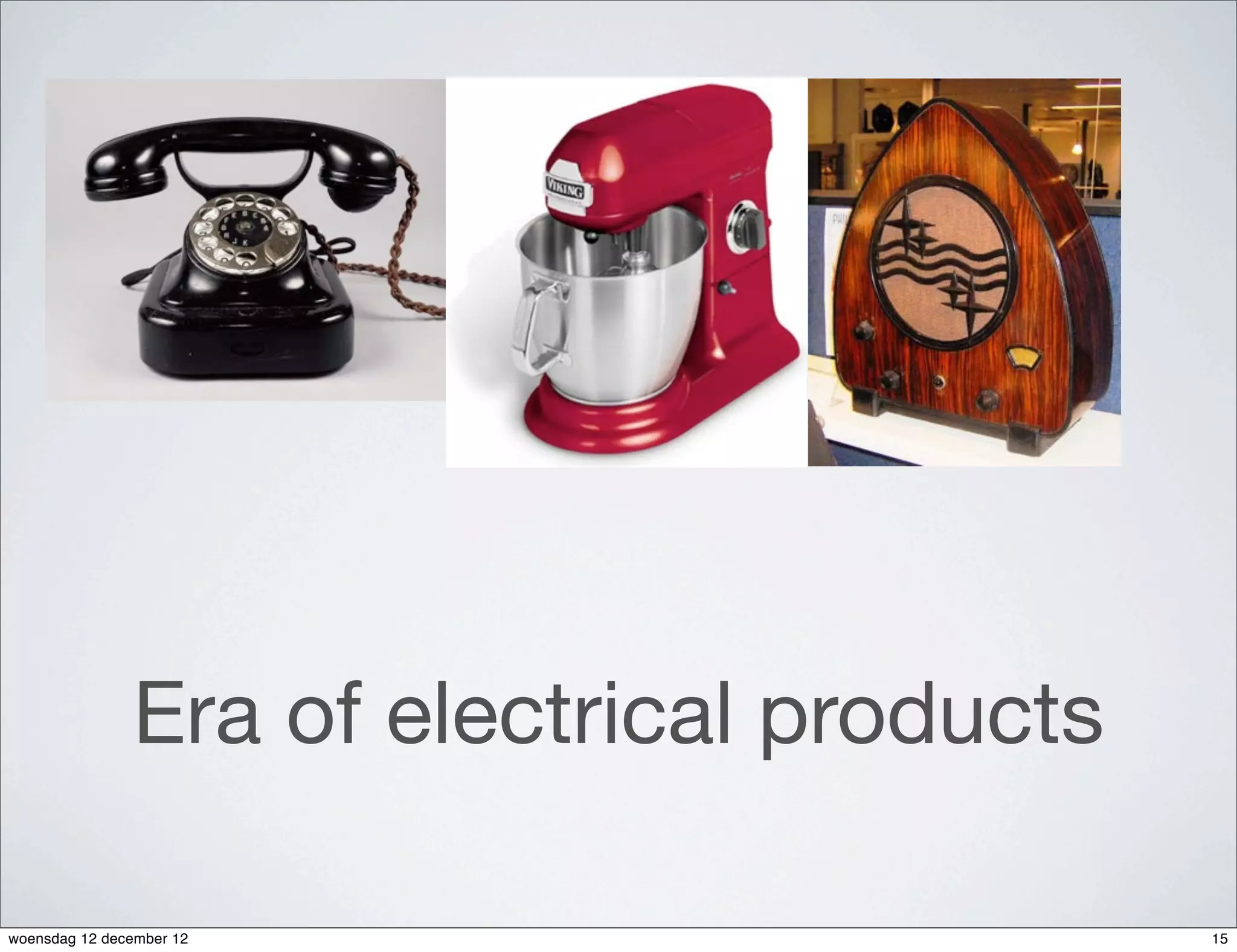 Era of electrical products

woensdag 12 december 12                     15
 