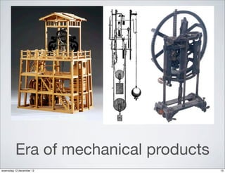 Era of mechanical products
woensdag 12 december 12               13
 