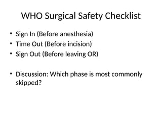 Enhancing Surgical Safety: WHO Checklist & Team Communication Training ...