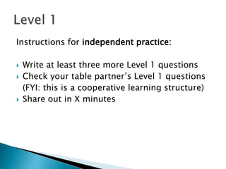 Table of Contents2. Class Rules Poster4. Left Side Info6. Notebook Sides Poster8. Levels of Questions10. Observations Practice12. Procedure practice1. Class Syllabus3. Safety contract5. Right Side Info7. Assignment ideas9. Grandma’s House11. Qualitative and Quantitative Observations13. Writing a procedure