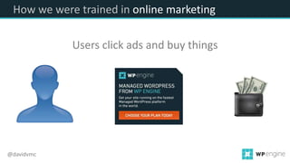 How we were trained in online marketing
Users click ads and buy things
@davidvmc
 