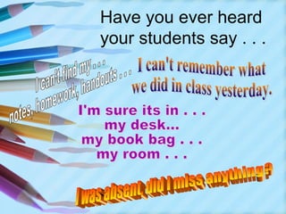 Have you ever heard
your students say . . .
 